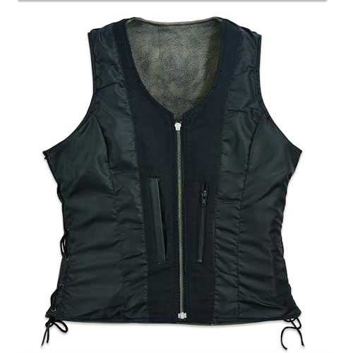 Chaleco de cuero auténtico para mujer estilo custom sin mangas marrón 4