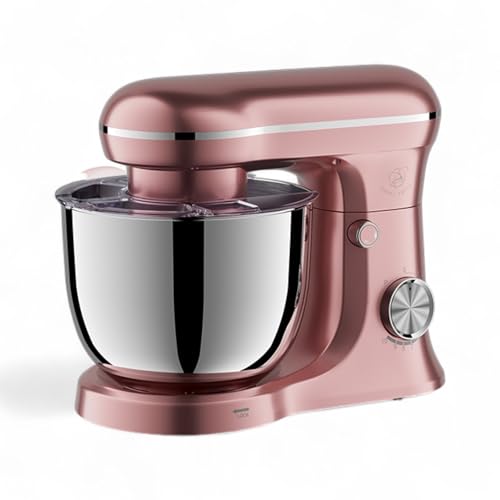 Royal Swiss Robot de cocina amasadora amasadora 5L 1500W - Cuenco de acero inoxidable 5L - 10 velocidades + función pulso - movimiento planetario 360° - batidor, gancho, batidor - silenciador - rosa
