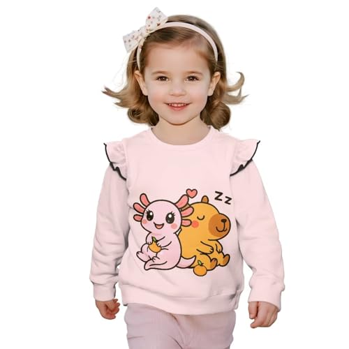 Toddler Girls Long Sleeve Sweatshirt Ruffle Fall Shirts Crew Neck Tops Cute Graphic Clothes Age 1-8 Years