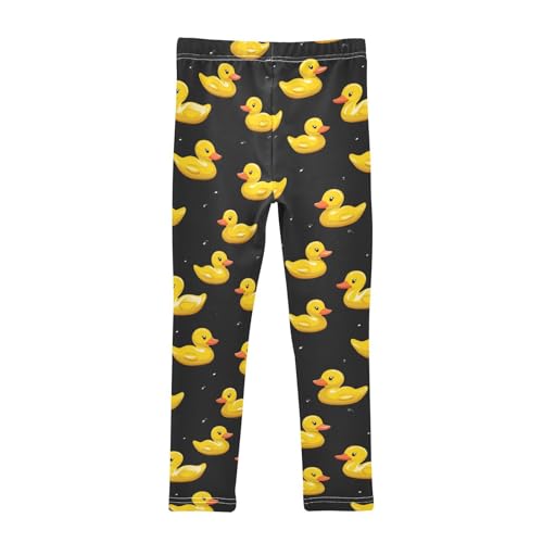Girls Leggings Cute Cartoon Duck Kids Length Leggings Pants Athletic Yoga Pants Black Toddler Tights Trousers 4T2