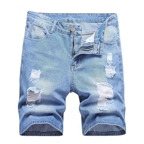 Short en jean stretch pour homme avec coupe large et look usé décontracté