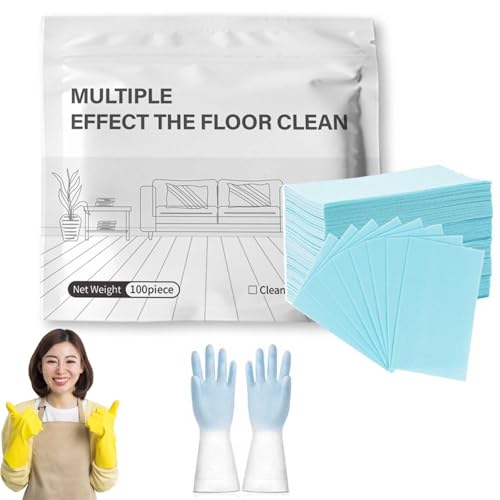 Lot de 100 tablettes nettoyantes pour sols – Nettoyant multi-surfaces, pastilles d'entretien désodorisantes, feuilles nettoyantes sèches solubles pour...
