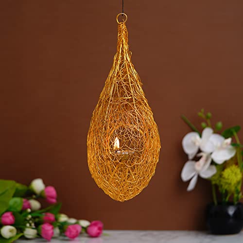 Image of Webelkart Premium Hanging Bird Cage Nest Hanging tealight Candle Holder for Home and Office Decor| laltern Candle Holder| Diwali Decorations Items for Home Decor | Diwali Candle Holder (11 inch)