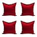 Nunubee 4 Pezzi Raso Decorazioni Natalizie Copricuscini e Federe Cuscini Divano Piazza Protezioni per Cuscini Divano Letto Casa 19.7x19.7 Inch / 50x50 cm -- Rosso