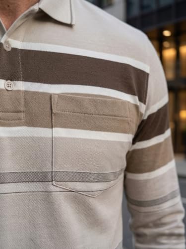 Image of Full Sleeve Polo T Shirt for Men Cotton with Pocket and Collar - Regular Fit Tshirt