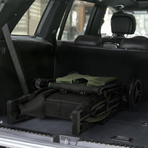 Image of Jeep Sport Stroller Wagon by Delta Children, Black /Green | Stroller Wagon with 2 Canopies, Parent Organizer, Cup Holders, Adjustable Handlebar and Child Snack Tray