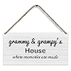 Huester grandparents wood plaque sign grammy gift grammy grampy grandparents grandma grandpa gifts from grandchildren grandkids grammy and grampys house home wall hanging decor 12×6 inches  urban country home decor