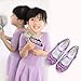 Stelle Girls Dress Shoes Glitter Princess Shoe Flower Mary Jane Low Heels Party Wedding Prom Footwear for Toddler Kids(T08-Purple, 8MT)