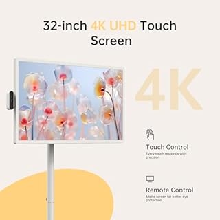 ApoloSign 32 inch UHD 4K Smart Portable TV Gen2, 16G +256G Storage, Android 15 OS, 15000mAh, Rolling TV on Wheels with Rotatable Touch Screen, Built-in Battery, Full Swivel Rotation, Voice Remote