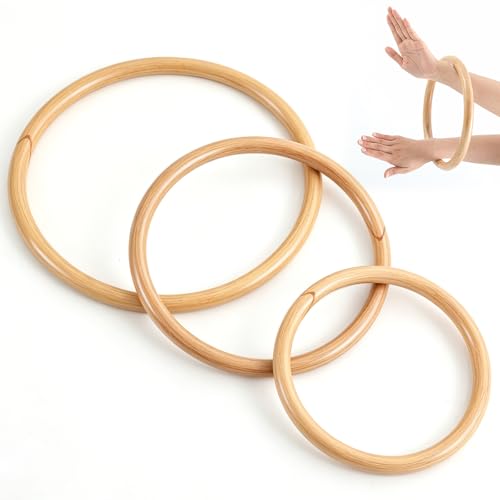 Blueweenly 3 Pcs Wing Chun Rattan Rings 9 11 14 Inches Kung Fu Training Equipment for Martial Arts Home or Gym Practice Durable Hand Grip & Strength Training