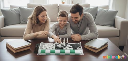 Image of 18 inch Vinyl Chess Set, Foldable Tournament Style Chess Board for Kids & Adults, Durable Vinyl Mat Chessboard, Portable Chess Board, Beginners & Professionals, Classic Board Game
