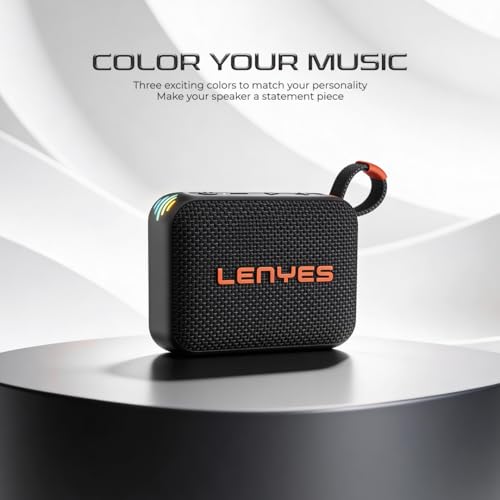 Image of Lenyes S216 Bluetooth Pocket Speaker, 6W, IPX7 Waterproof, Deep Bass, 5Hr Playtime, TWS Stereo, Bluetooth 5.0, TF Card, Carry Strap, Compact and Lightweight, Black