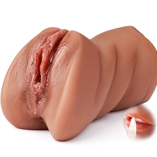 3 in 1 Pocket Pussy Male Masturbators with Lifelike Face, Sex Doll with Realistic Textured Mouth Vagina and Tight Anus, Masturbator Male Stroker Deep Throat Oral Adult Sex Toys for Men Pleasure(Brown)