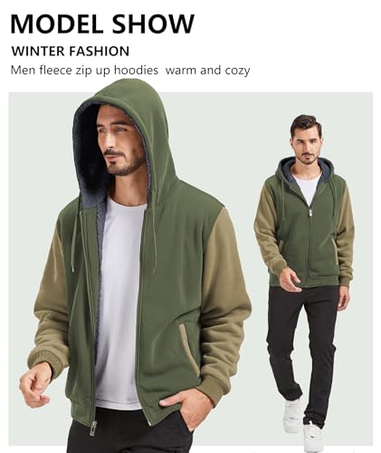 Image of GEEK LIGHTING Men's Fleece-Lined Zip Up Hoodie, Thick Hooded Jacket Winter Warm Athletic Sweatshirt