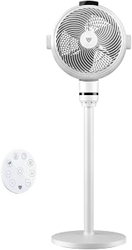 Airdog SF3 Smart Pedestal Fan Air Circulator with Temperature Sensor Remote/Touch Control, 22dB Ultra Quiet, Negative Ion Purification, Oscillating Standing Fan for Bedroom, Office & Home