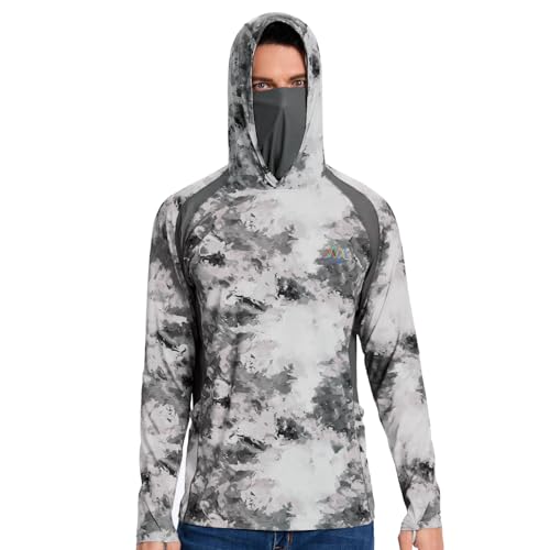 Mens UPF 50 Hoodie Shirt with Mask Long Sleeve Permanent UV Sun Protection Neck Gaiter Performance T for Outdoor product thumbnail 14