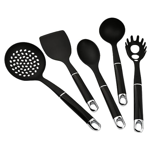 ULTECHNOVO 1 Juego De Utensilios De Cocina Cuchara Pala Utensilios De Cocina Utensilios De Cocina Utensilios De Cocina Cucharón De Sopa Espátula Pa66 De Nailon Negro