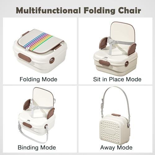 Image of Baybee Booster Chair for Kids | Travel-Friendly Baby Sitting Chairs with Safety Straps, Foldable Design, Storage Space & Anti-Slip Base | Ideal for Dining & Camping (Brown)