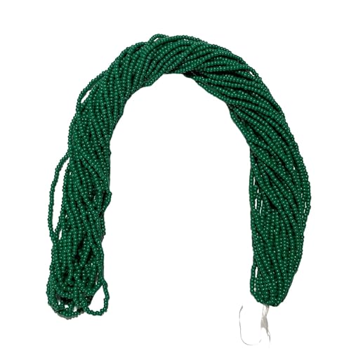 Czech 11/0 Glass Seed Beads - 12 String Hanks, Dark Green Color (Dark Green)