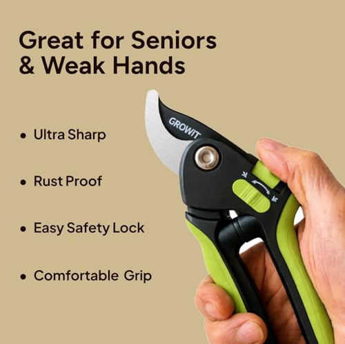 Lime Bypass Pruning Shears & Hedge Clippers - Cuts 3x Easier