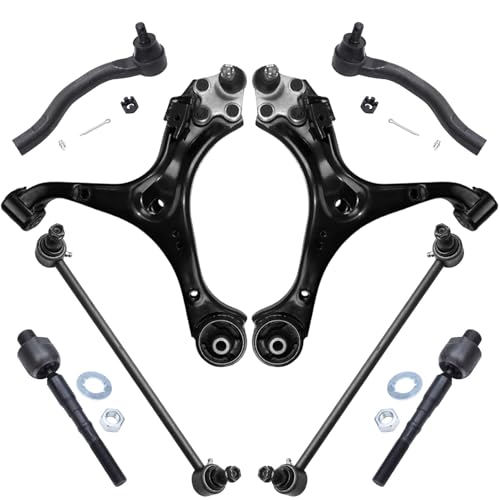 Image of Detroit Axle - 8pc Front End Suspension Kit for Acura 2013-2015 ILX 2012-2015 Honda Civic, 2 Lower Control Arms with Ball Joints 4 Inner & Outer Tie Rod Ends 2 Sway Bar Links Replacement