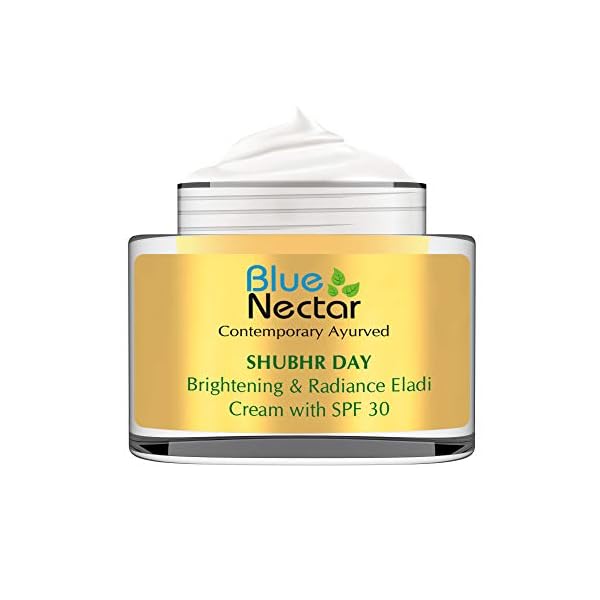 Blue-Nectar-Brightening-and-Radiance-Eladi-Cardamom-Cream-with-SPF-30-Women-50-g Blue Nectar Face Moisturizer with SPF 30 for Sun Protection | Plant Based Day Suncreen Face Cream for Women for Use as Facial Moisturizer for All Skin Types (19 Herbs, 1.7 Oz)