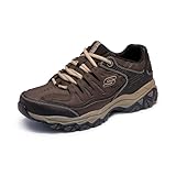 Skechers Men's Afterburn M. Fit Fashion Sneakers – Leather Upper, Memory Foam Insole, Rubber Outsole, Brown/Taupe, 11.5