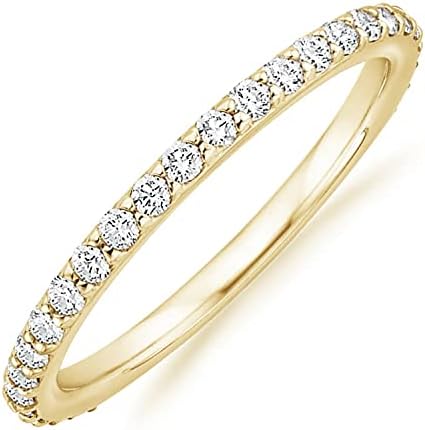 PAVOI 14K Gold Plated Cubic Zirconia Diamond Stackable Eternity Bands for Women