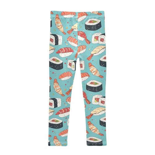 Wusikd Colorful Sushi Girls' Leggings Toddler Doodles Kids Yoga Pants Dance Active Tights 4T2
