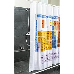 Cortina Ducha Big Bang Theory Cortina de Baño; Impermeable, Lavable y Antimoho Cortina de Baño 100% Poliéster para Bañera y Plato de Ducha (Tabla periódica)