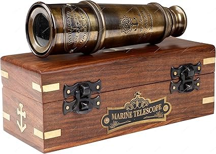 Telescopio náutico antiguo de latón con estuche 15” miniatura 1