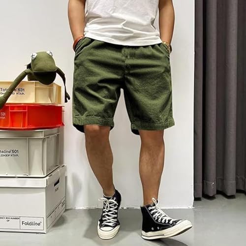 Mokaloha Pants, Mens Corduroy Shorts 5 Inch Inseam, Men's Stylish Multi-Pocket Vintage Simple Embroidered Shorts2