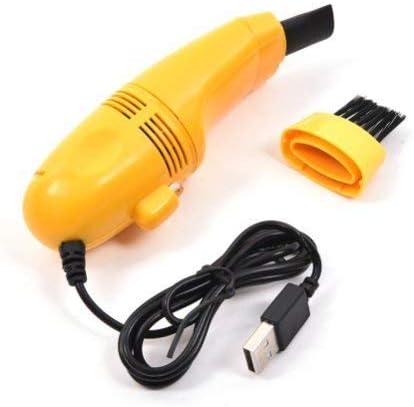 Gadgetzoon Mini USB Vacuum Cleaner for Computer & Keyboard - with Brush & Crevice Attachment | Great for Cleaning Dust, Crumbs, Paper scrapes, Eraser Shedding, Ash and Much More! (Yellow)