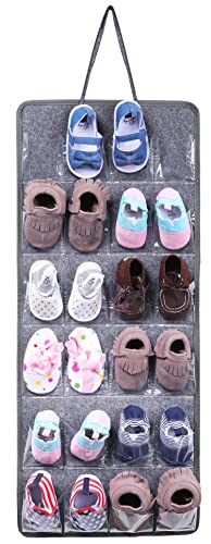 Image of RUIZHIXUAN Over The Door Hanging shoe organizers for 12 Pairs, Hanging Shoes Organizer (Grey)