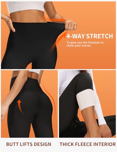 Bluemaple Women's Fleece Lined Leggings High Waisted Tummy Control Thermal Warm Winter for Women Workout Yoga Pants4