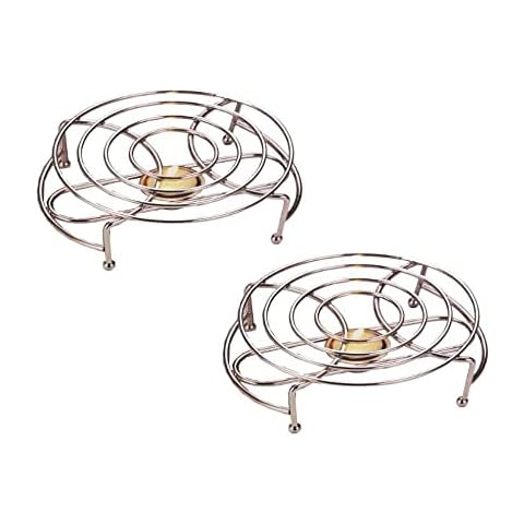 GWUK Glow Stylish Food Warmer - 2 Single Chrome Stands with Tea Lights Candle to Keep Dish Plate Bowl Casserole Soup Fondue Hot Ideal for Buffet Catering Restaurant Dinner Wedding Christmas Party Cover