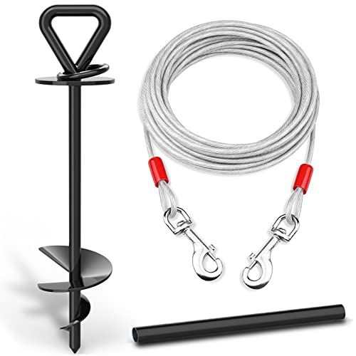 25 ft Dog Tie Out Cable and Stake – Durable & Sturdy Dog Yard Leash and Stake for Small Medium Large Dogs Up to 125lbs No Tangle Dog Leads for Yard Camping Outside (25ft – 125lbs, Black) 25 ft Dog Tie Out Cable and Stake – Durable & Sturdy Dog Yard Leash and Stake for Small Medium Large Dogs Up to 125lbs No Tangle Dog Leads for Yard Camping Outside (25ft – 125lbs, Black)