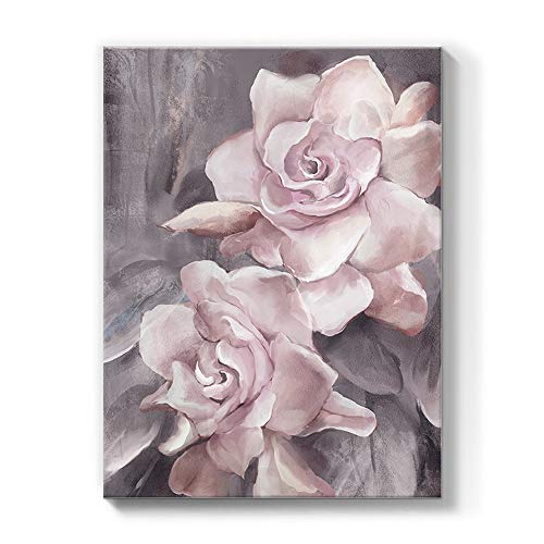 Lamplig Flowers Canvas Wall Art Floral Prints Pink And Gray Rose Pictures Modern Paintings Romantic Artwork For Bedroom Bathroom Office Living Room Home Room Wall Decor 12X16 Inch #TOP3