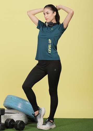 Image of Dollar Women's Polyester Solid Sports Half Sleeve Regular Fit Active Wear Gym Tshirt | Round Crew Neck Breathable T-Shirt for Running Workout and Fitness | Pack of 1