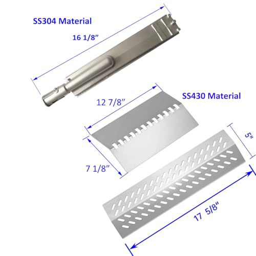 Image of 4pcs 16516 Stainless Steel Burners for Bull Grill Replacement Parts + 4pcs 16631 Flame Tamer Flavor Bar + 3pcs 16520 Heat Plate Shield Set,Fits for Bull, Lion, Cal Flame 4 Burner Gas Grills