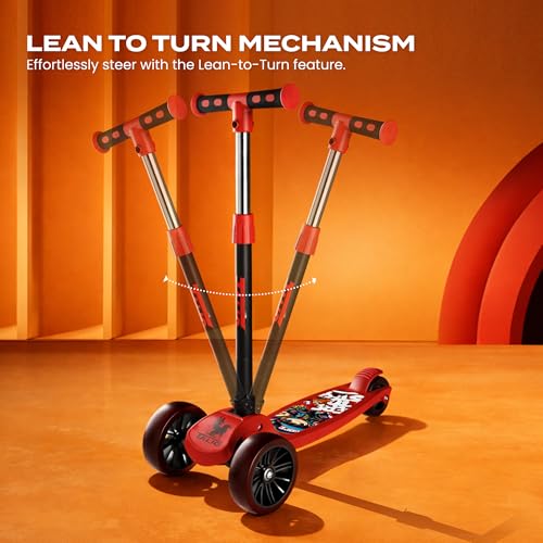 Image of TALIO Kids Kick Scooter for 2-5 Years Boys Girls, Foldable 3 Wheels Kids Scooter with 4-Adjustable Heights, Skate Scooter Capacity 30kg, BIS Certified (Red & Black) (GK-101 /02)