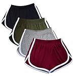 Cameway 4 Pack Women's Cotton Yoga Dance Short Pants Sport Shorts Summer Athletic Cycling Hiking Sports Shorts