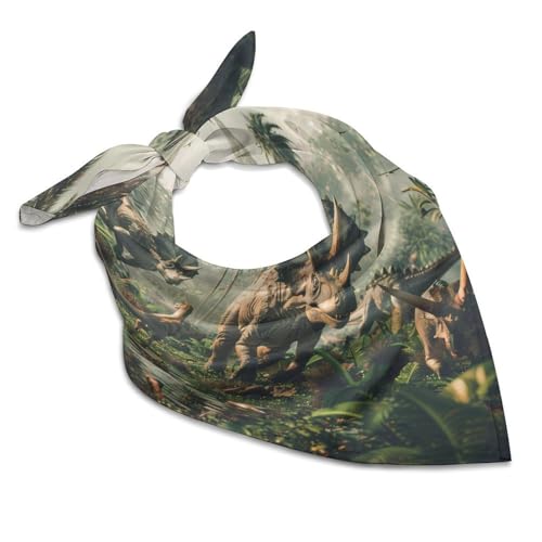 Dinosaurs Triceratops Silk Like Head Scarf for Women Bandana for Hair Wrapping Fashion Accessory Square Hair Scarves 25