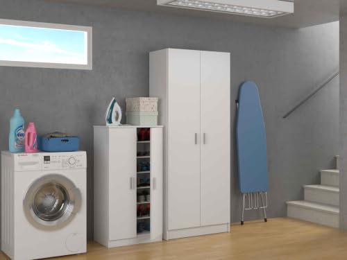 Miniatura 7 de Habitdesign Armario Multiusos, Escobero 2 Puertas 3 Estantes, 180x73x37 Altoxanchoxfondo - En Cm , Color Blanco Mate