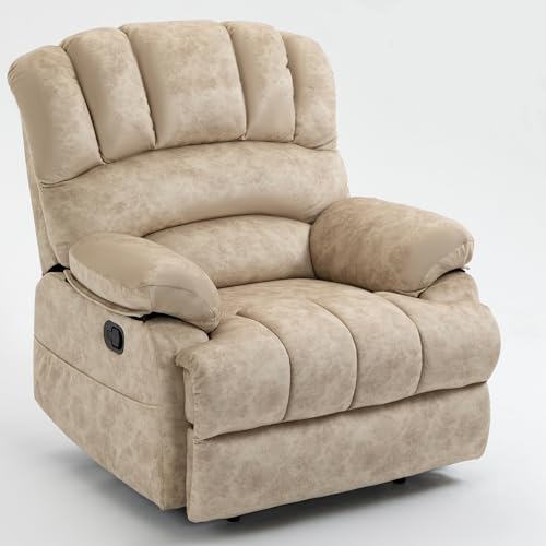 Sillón reclinable tela beige extra ancho miniatura 1