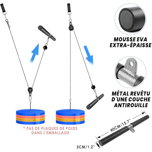 Poulie Musculation LAT Pulldown Corde Triceps et Machine Dos Épaules