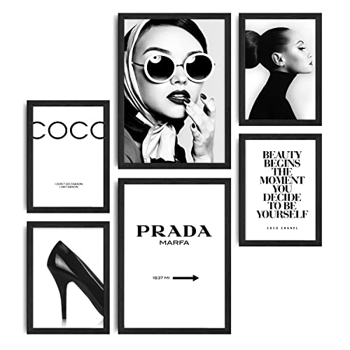 decomonkey - Conjunto de 6 Pósteres SIN Marcos Resumen Estético - 4 x DIN A4 y 2 x DIN A3 - Poster para Pared Cuadros Decoracion Salon Modernos y Dormitorio - Moda Estilo De Moda Mujer Minimalismo
