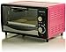 Ovente Countertop 4 Slice Capacity Convection Toaster Oven with Stainless Steel Portable Baking Pan & Crumb Tray, Compact Easy Clean 800 Watt Pizza Maker with 3 Cooking Mode and Timer, Pink TO5810P