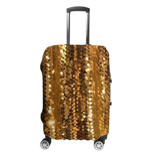 Gold Sequin Sparkle Luggage Cover, Washable Elastic Suitcase Cover Protector Fit 18-32 Inch Luggage