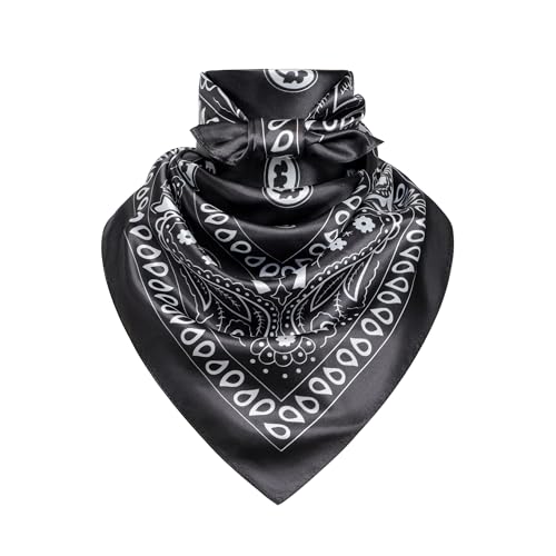 Image of 35 inch Men's Silk Cowboy Scarf - Oversized Western Bandana Neckwear, Large Square Scarf with Gift Packaging